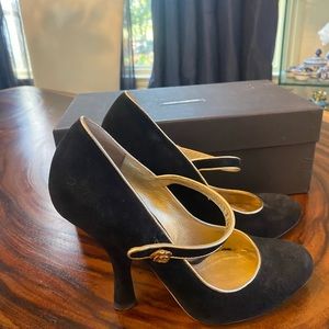 Dolce & Gabbana Black Coco Heel with Gold Rose
